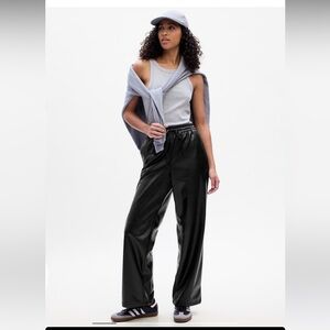 Gap Factory Mid rise wide leg vegan leather pants